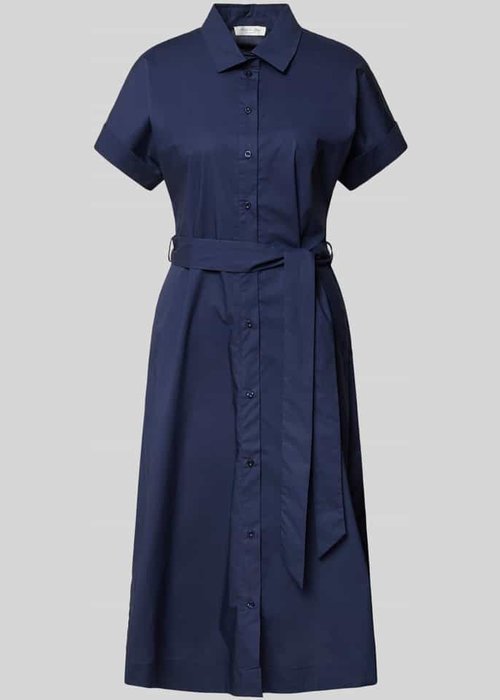 Christian Berg Woman midi-jurk met strikceintuur donkerblauw