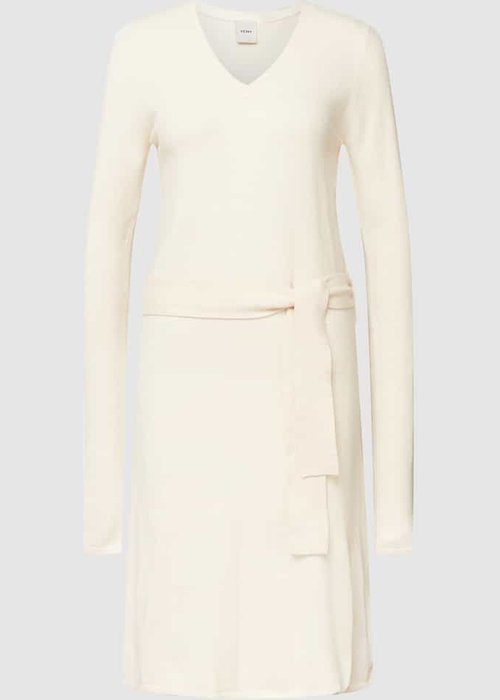 Ichi Kava knielange jurk met tailleband gebroken wit
