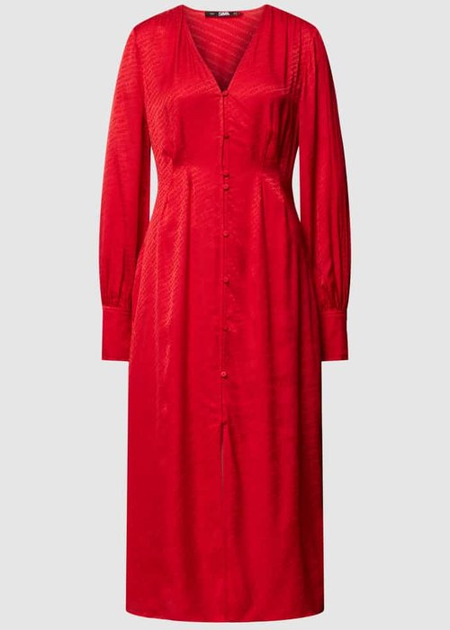 Karl Lagerfeld Jacquard midi-jurk met bandplooien rood