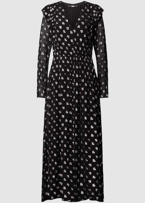 Karl Lagerfeld midi-jurk met all-over motief zwart
