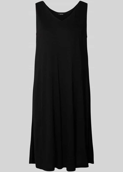 Opus Winga mini-jurk met afgeronde v-hals zwart