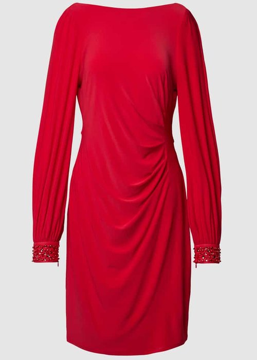 Adrianna Papell knielange cocktailjurk met siersteentjes rood