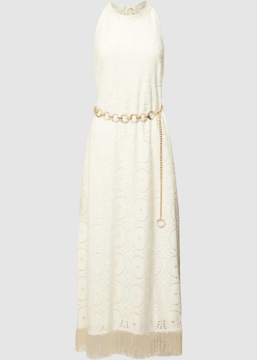 Ana Alcazar knielange jurk met broderie anglaise gebroken wit