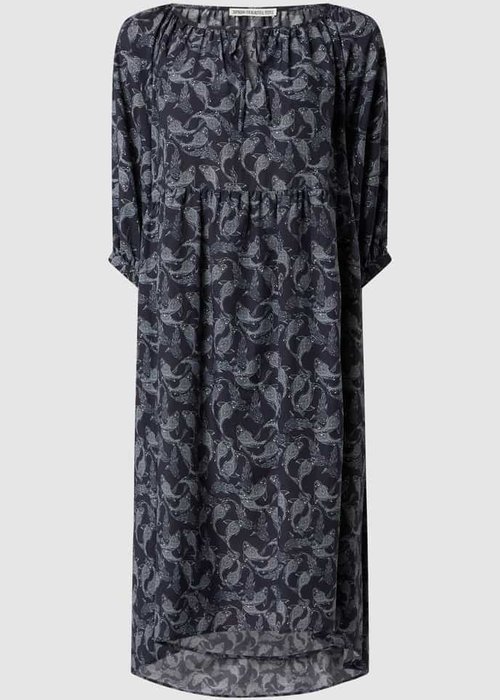 Drykorn Joyee jurk met all-over motief marineblauw