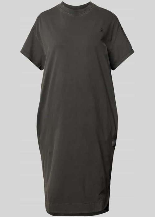 G-Star RAW knielange jurk met labelstitching zwart