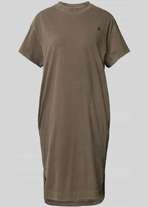 G-Star RAW knielange t-shirtjurk olijfgroen gemêleerd
