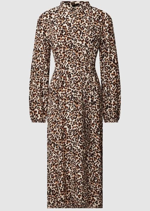 Ichi Elima midi-jurk met bloemenmotief zwart