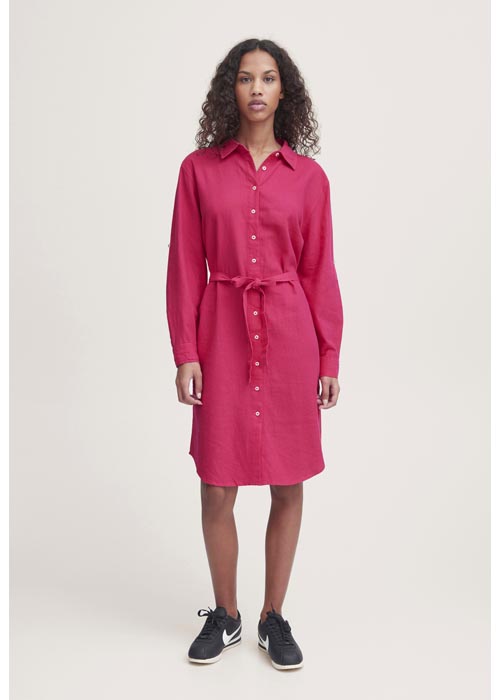 Ichi Lino jurk donker roze