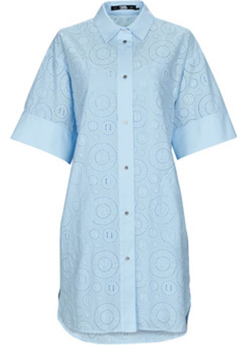 Karl Lagerfeld korte jurk broderie anglaise blauw