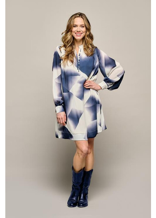 Mart Visser Denzel print jurk navy / wit