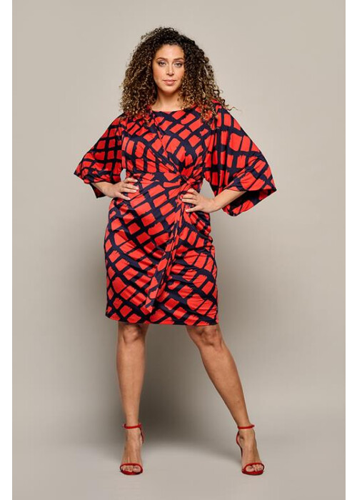 Mart Visser Milan print jurk navy / rood maxi