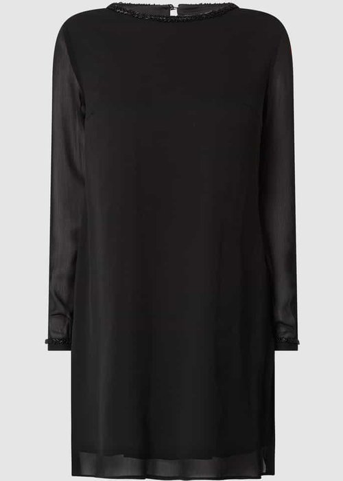 Montego jurk van chiffon met sierkralen zwart