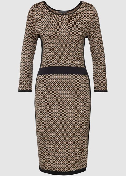 Montego knielange jurk met all-over motief camel