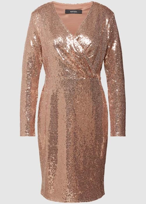 Montego knielange jurk met pailletten goud