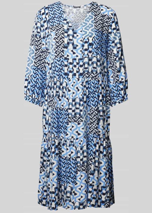 Montego knielange tuniekjurk met all-over motief blauw