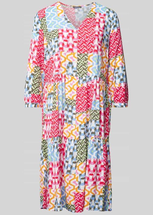 Montego knielange tuniekjurk met all-over motief rood