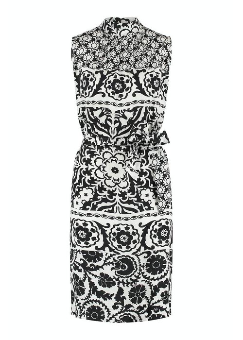 Studio Anneloes Iza satin ornament jurk wit / zwart
