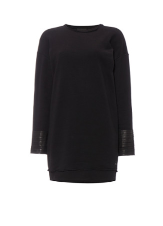 Diesel D-Gertie sweatjurk met details van leer zwart