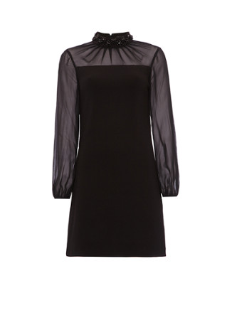 Ted Baker A-lijn jurk met gedecoreerde kraag zwart