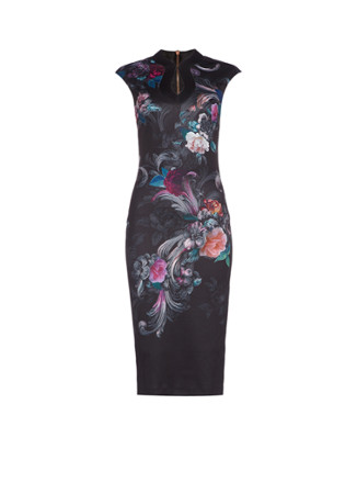 Ted Baker Marcela midijurk met bloemenprint zwart